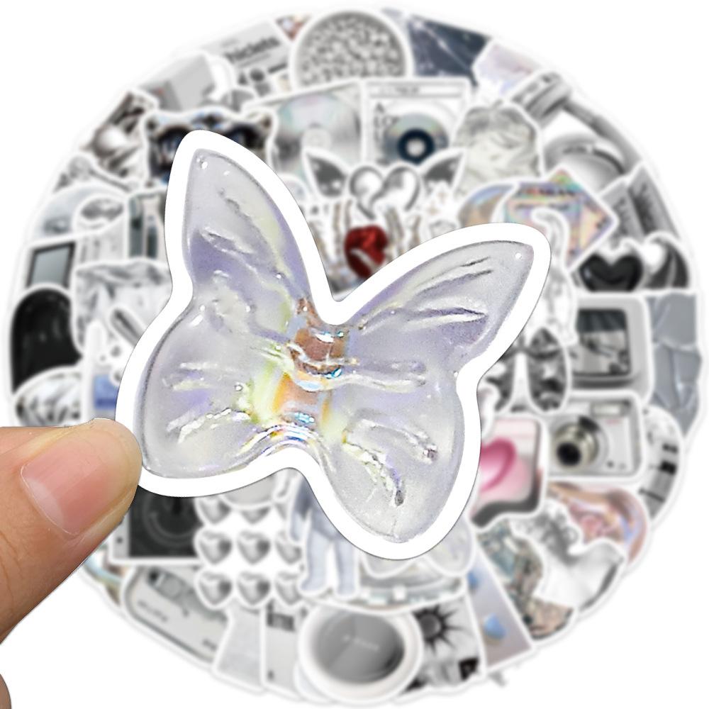 66 Ins Style Simple Silver Graffiti Stickers Suitcase Guitar Notebook DIY Waterproof Stickers Hot Stickers