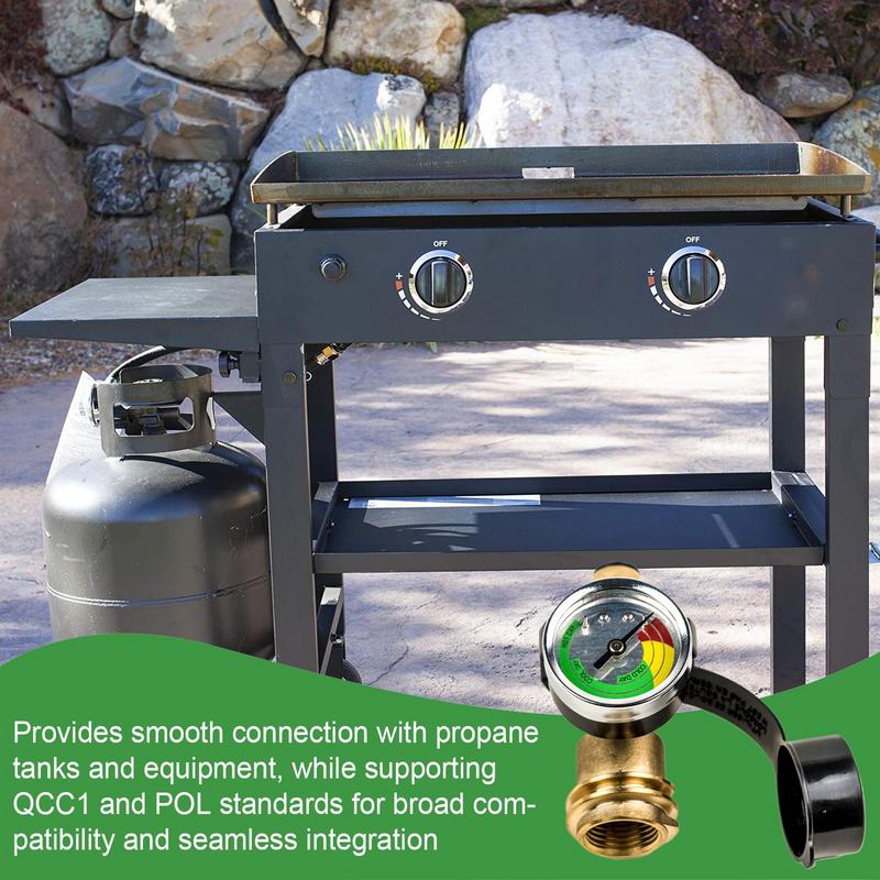 Propane Cylinder Adapter Propane Tank Gauge Pressure Meter Outdoor Cooking Accessories For Camping BBQ Grill Heater
