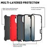 For iPhone 17 Rugged Case PC + TPU Cell Phone Cover with Back Clip Kickstand