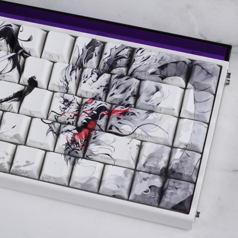 Anti Slip PBT Keycaps Dragon Theme Side Printing For Most Mechanical Keyboards 60% 68% Pattern