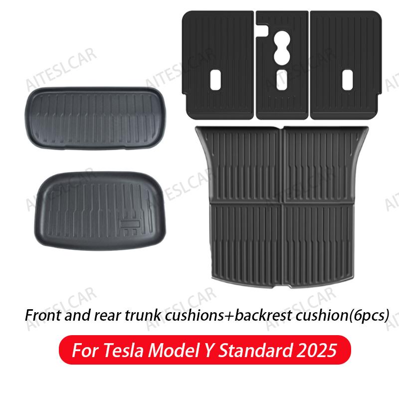 For New Tesla Model Y Standard 2025 Front and Back Trunk Mat TPE Carpet Waterproof Weather-resistant Pads Up and Down Layer Mats