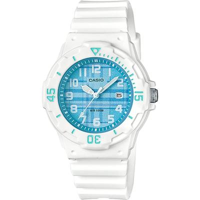 CASIO Analog Watch LRW-200H-2CV Women's/Kids' Cheap Casio Gloss White × Blue Check Patter...