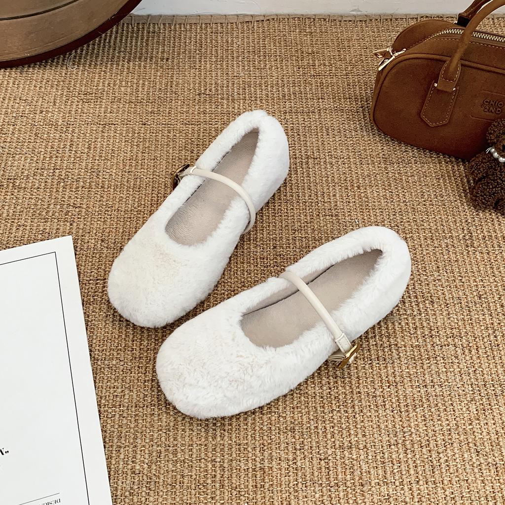 Autumn Winter Women Fur Mary Jane Shoes Fashion Internal Elevation Shoes Ladies Comfort Warm Short Plush Shoes