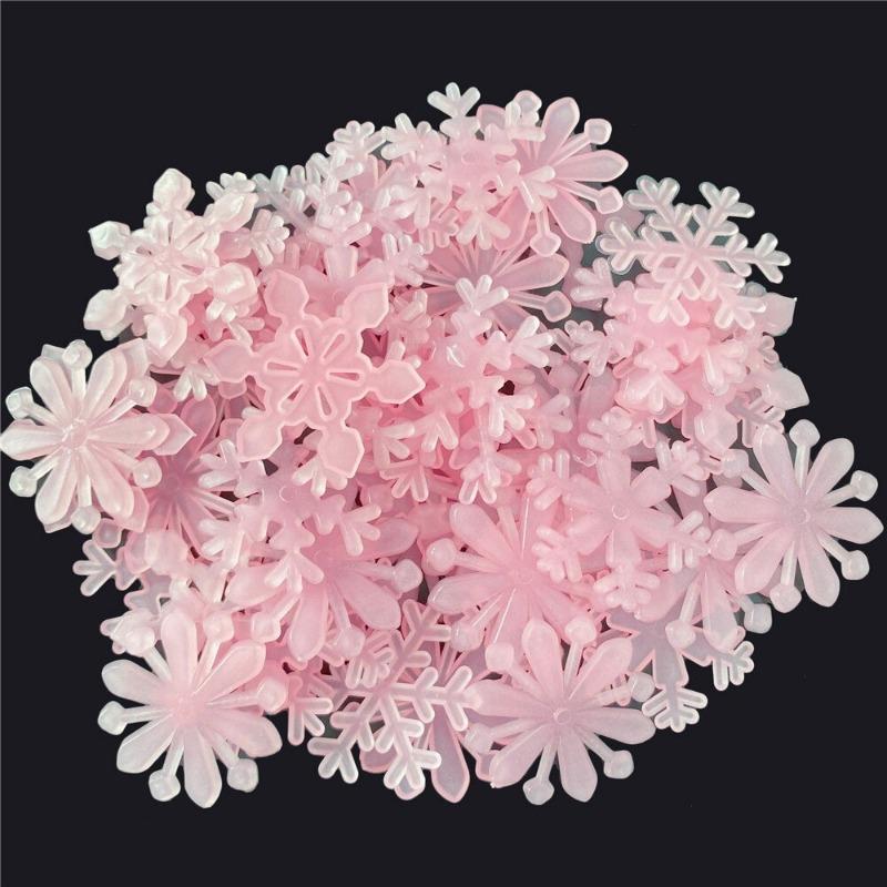 

100 шт. Красочные светящиеся наклейки на стену в виде снежинок, светящиеся в темноте, наклейки для детских комнат, спальни, Рождества, украшения дома розовый