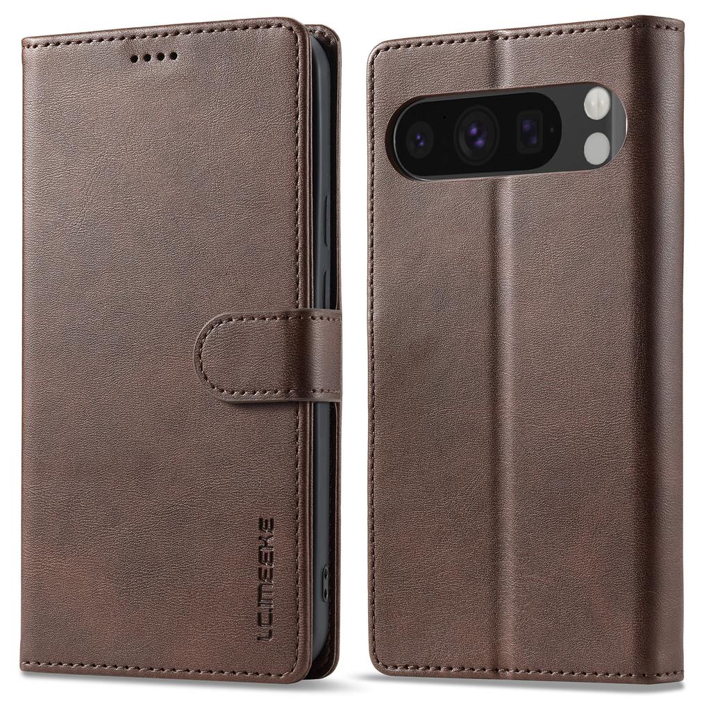 LC.IMEEKE For Google Pixel 9 Pro XL Case Calf Texture PU Leather Flip Phone Cover