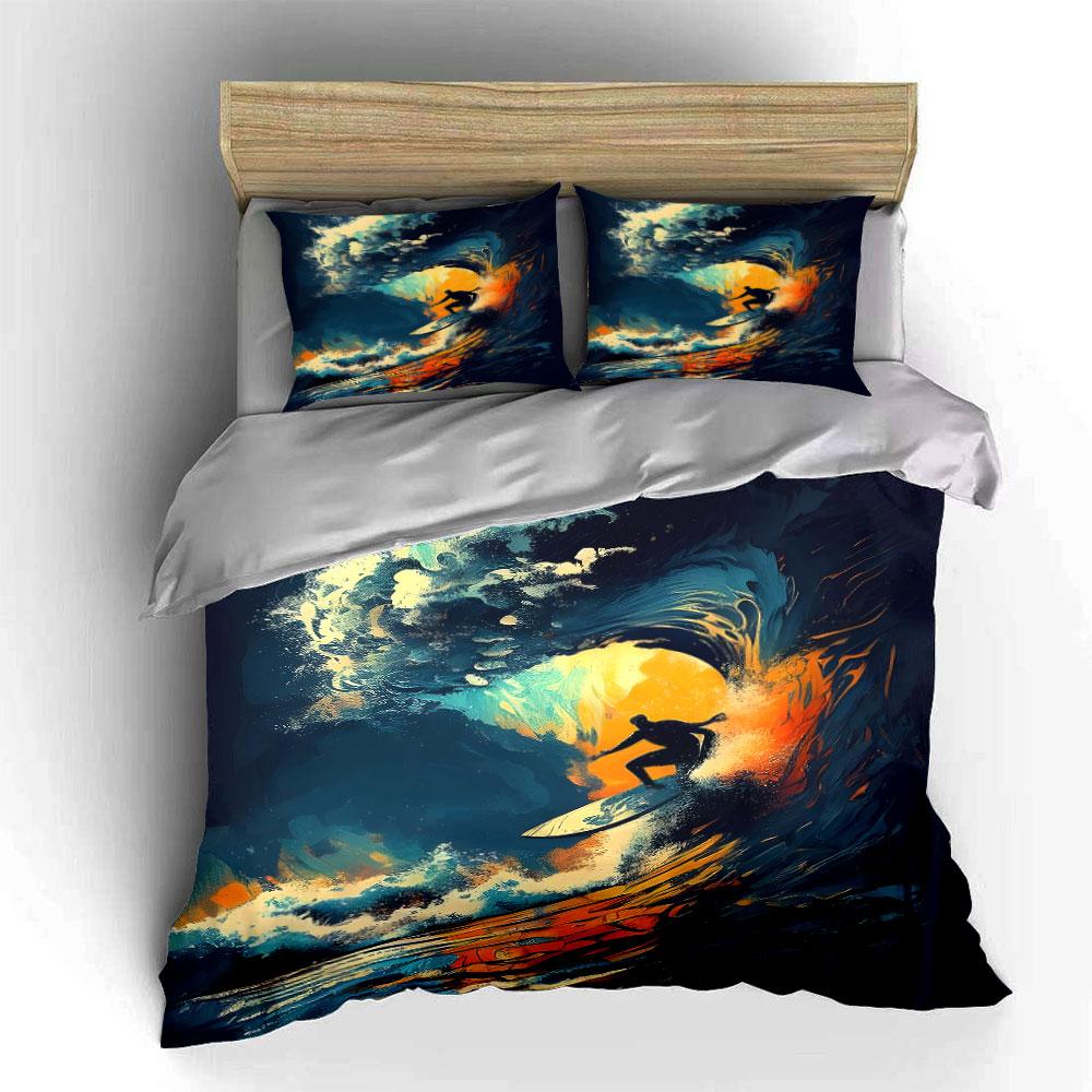 Surfer Riding Ocean Wave. Bedding Sets Duvet Cover Sets Duvet Covers Pillowcases(1 * Duvet Cover 2 * Pillowcases Without Duvet Insert)