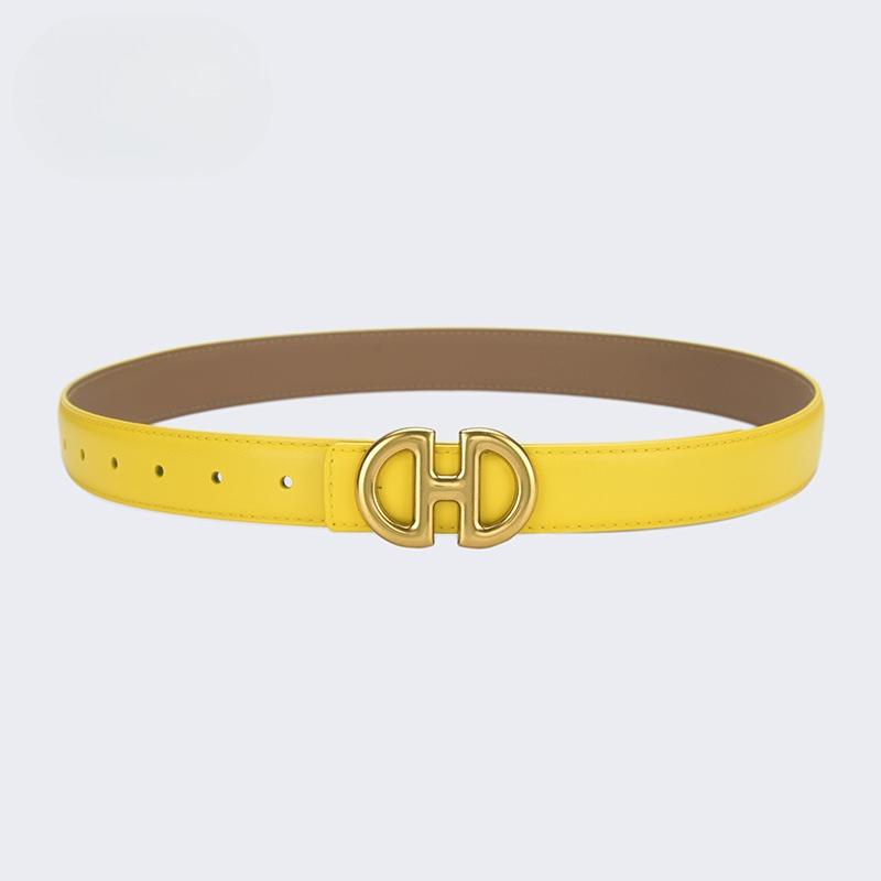 New Women's Belts Colorful and Fashionable Versatile Two-layer Cowhide Belt Simple Style Skirt Belt