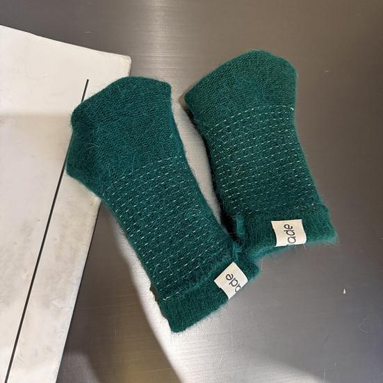 Winter Knitted Gloves Stretchy Warm Gloves Solid Color Fingered Gloves