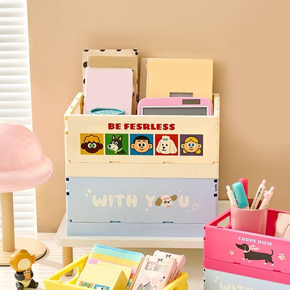 Dopamine Foldable Storage Basket Cartoon Stationery Cosmetic Rack Sundry Organizer  Desktop