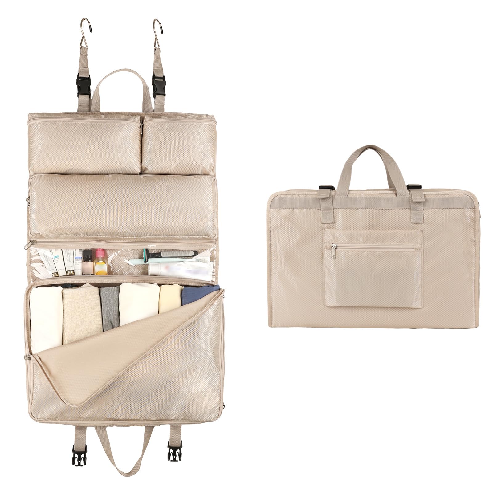 

TABITORA Travel Hanging Travel Clothing Storage Compression Large Small Travel Compression Business Trip Travel Clothing Overseas Pouch, Pouch, Rack, бежевый