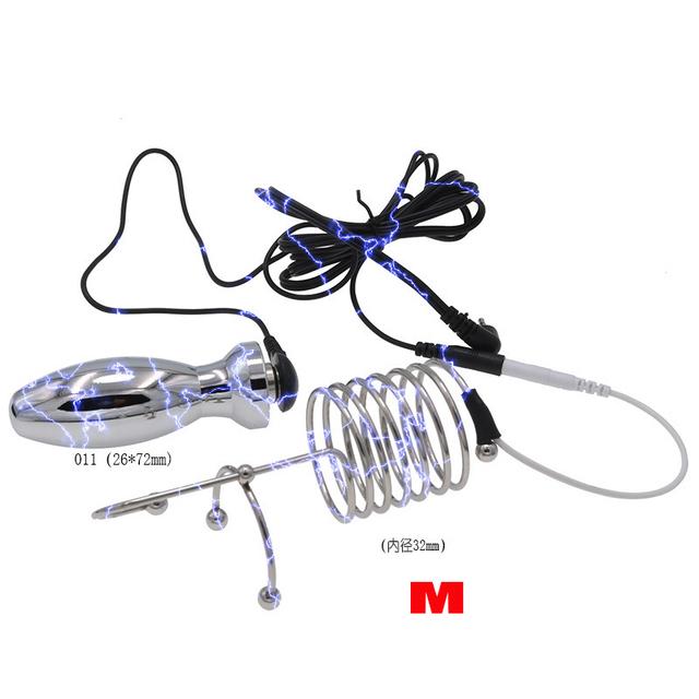 Bdsm Electric Shock Anal Plug Penis Plug Electrosex Rings E-stim Anus Stimulator Chastity Cage Masturbation Sex Tools For Men