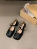 Women Casual Mary Jane Fashion Shallow Design Soft Leather Mary Janes Shoes Autumn Dress Square Head Women Lolita Platform Shoes