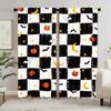 2pcs Halloween Curtains - & Checkered with Pumpkins   Bats   Stars   Moon - Light Filtering Window Drapes for Living Room   Bedroom