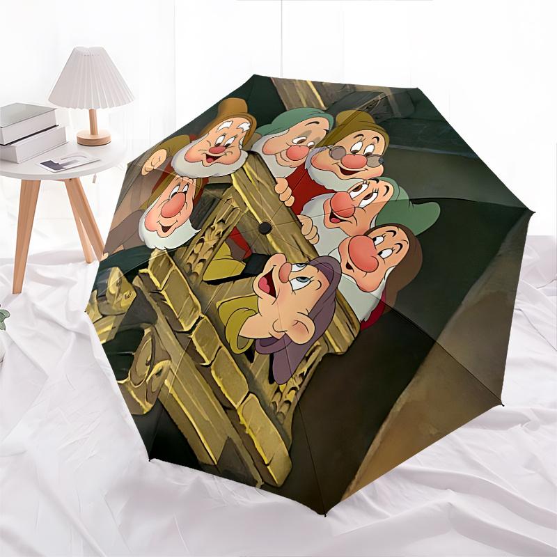 Dwarfs, Fantasy Automatic Opening and Closing Umbrella - 8 Ribs Portable Folding Umbrella with Plastic Handle, Suitable for Leisure and Hall