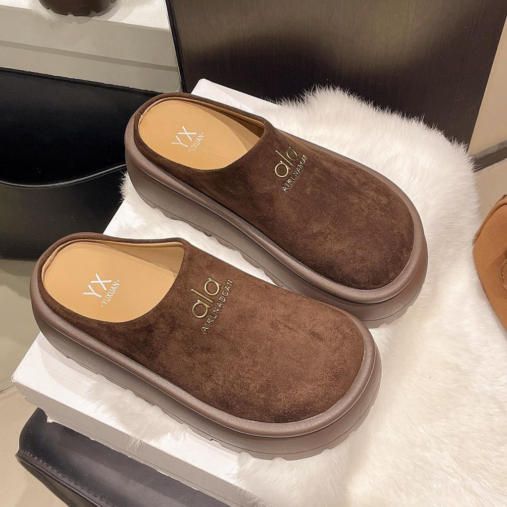 Retro Small Mori Fashion Slippers Women's Wear 2025 Spring New Muffin Thick-bottomed Bag Head Half Slippers Tide