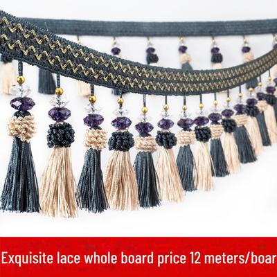 Two-Color Strawberry Ball Tassel Lace with Crystal Beads - 12 Meters