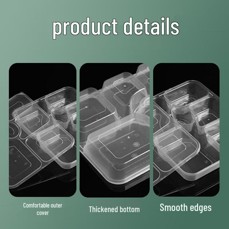 JINGRX Disposable 6-Compartment Meal Prep Containers