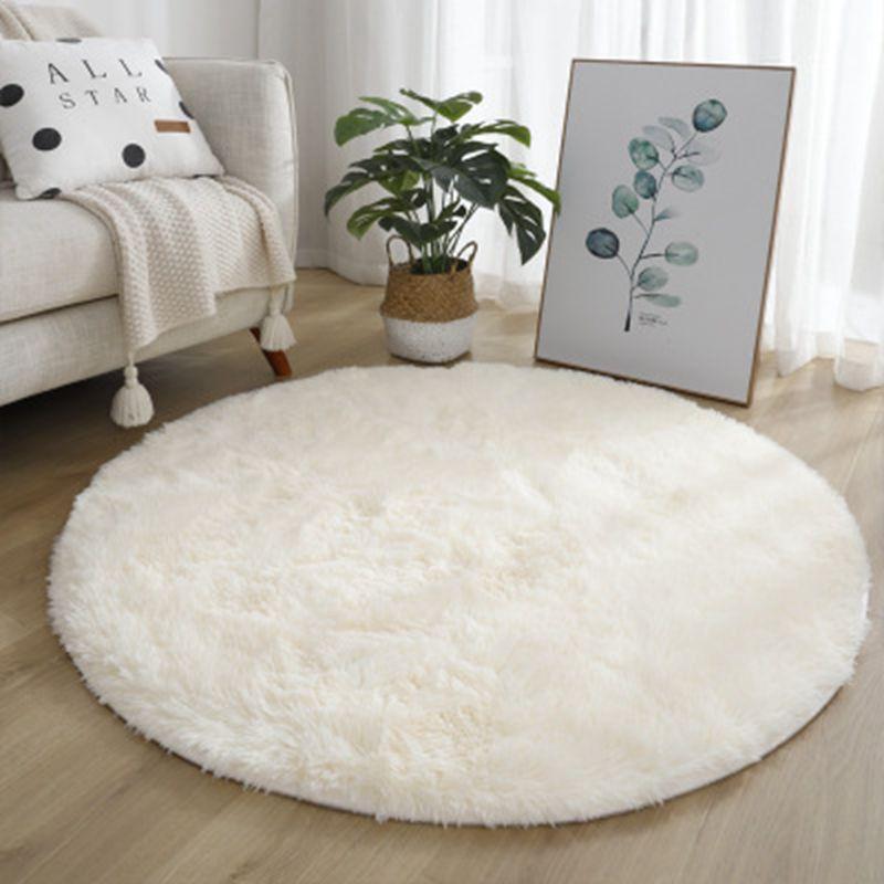Green Round Fluffy Carpet For Kids Room Solid Plush Rug For Bedroom Room Soft Long Hair Floor Mat Circle Bathroom Cute Decoration Chair Mat
