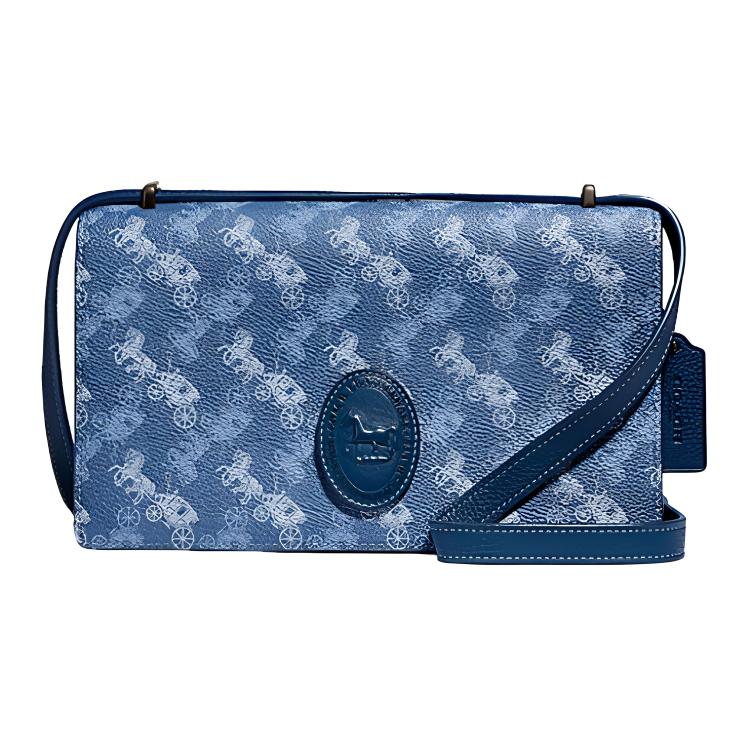 

New COACH Camille Leather Small Square Bag Shoulder Bag, Crossbody Bag Medium Size Women s Blue 88343-V5PUS 24.1*8.9*14.0CM