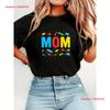 Unisexs Creative Building Block Style Mom T Shirt Round Neck Top Vintage Top For Everyday Wear Designer Clothes