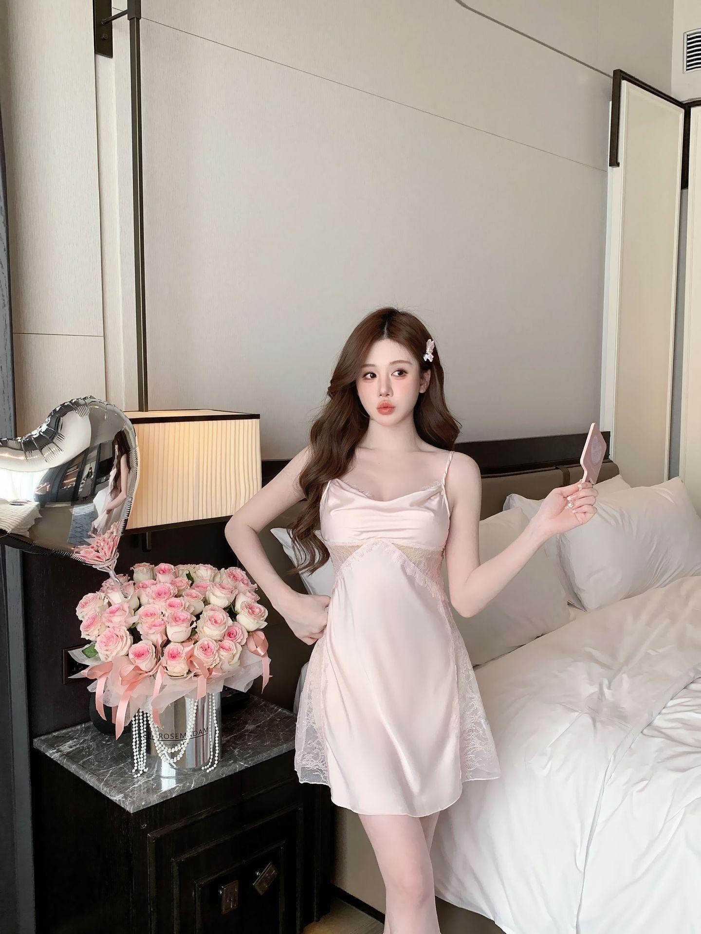 

Sexy pajamas women s ice silk summer thin models, new pure desire style premium suspender nightdress backless loungewear XL