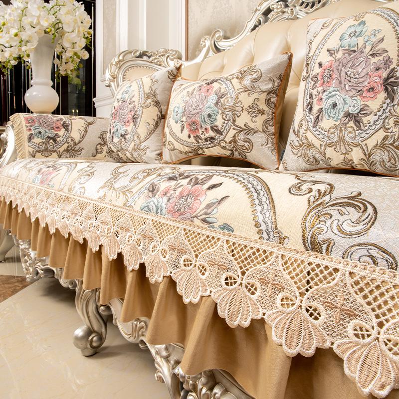 Luxuriöses Kissen & Bezug für Sofa im europäischen Stil aus rutschfestem Echtleder