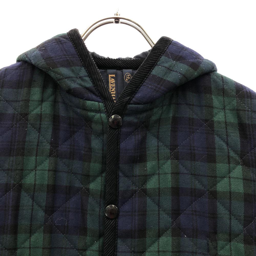 LAVENHAM Check Pattern Hooded Quilted jacket 36 Green x navy Men's Used