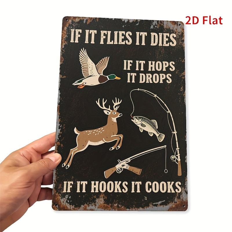 

Vintage Hunting Fishing Metal Sign Rustic Cabin Decor with Deer Duck Fish Shotgun HeavyDuty Iron Construction Indo 20x30cm（7.8x11.8inch）