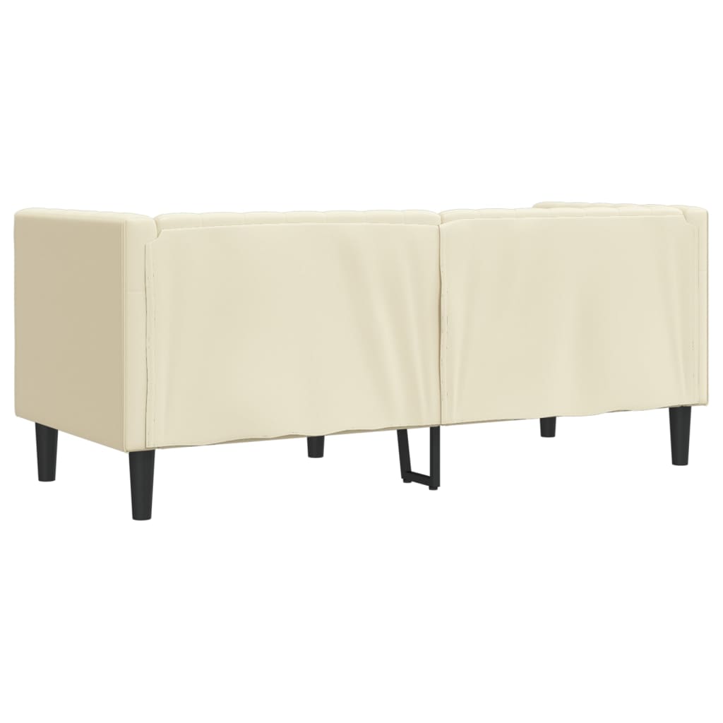 Vidaxl Sofa Chesterfield, 2-Os., Kremowa, Tapicerowana Sztuczną Skórą