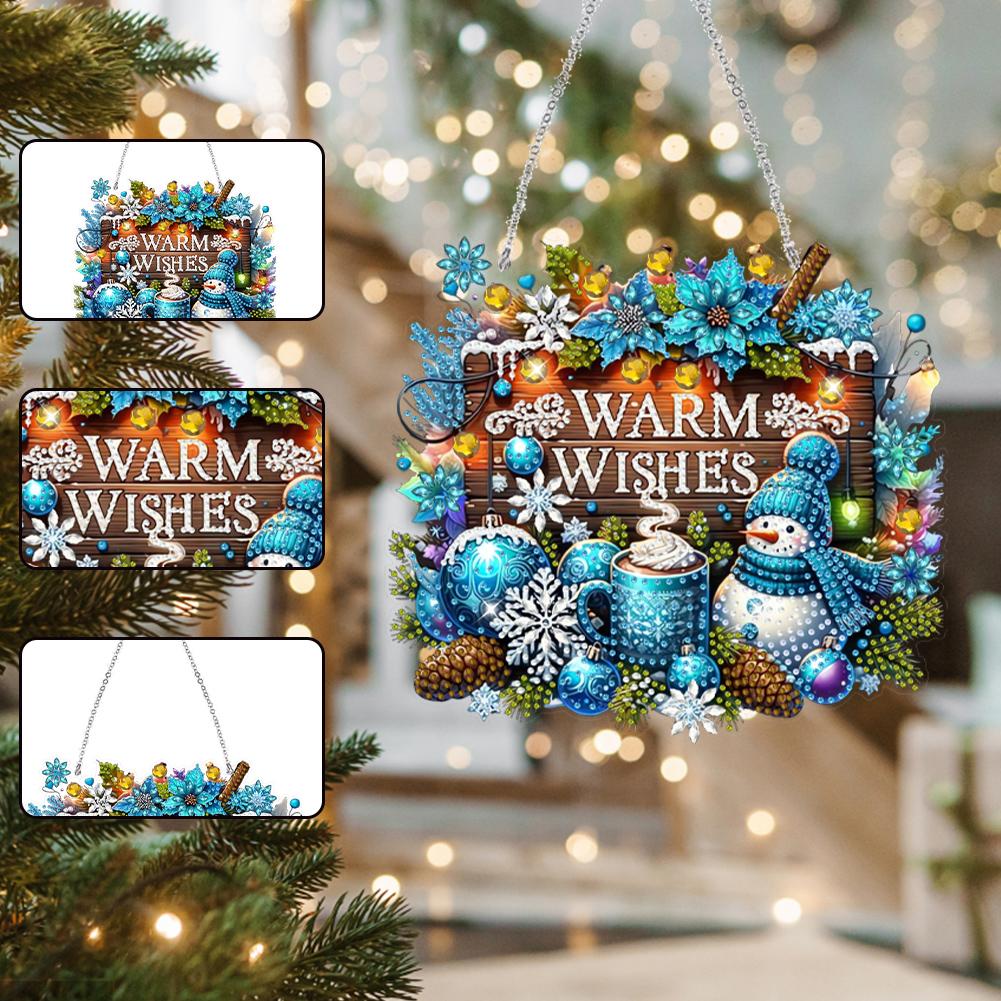 

Wooden Special Shaped Christmas Theme Diamond Painting Hanging Ornaments Kit 5D DIY Diamond Art Hanging Decorations for Adults