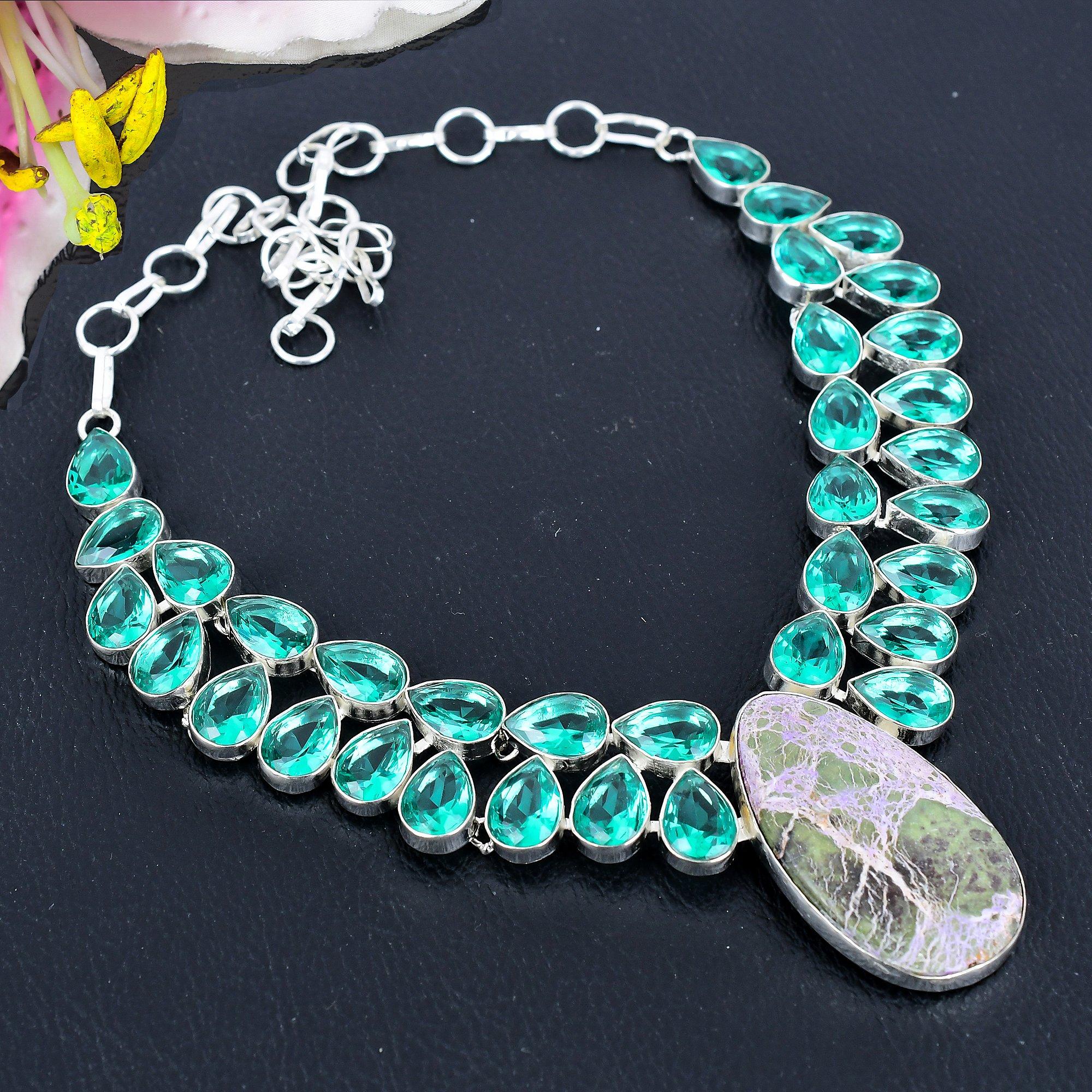 

Purpurite, Tourmaline Gemstone 925 Sterling Silver Jewelry Necklace 18 KG-1837