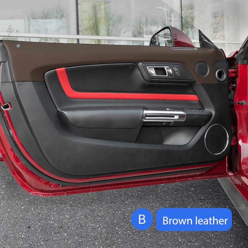Leather Carbon Fibre Car Door Anti Kick Mats Threshold Strip Protector Trims Stickers For Ford Mustang 2015-2024 Accessories