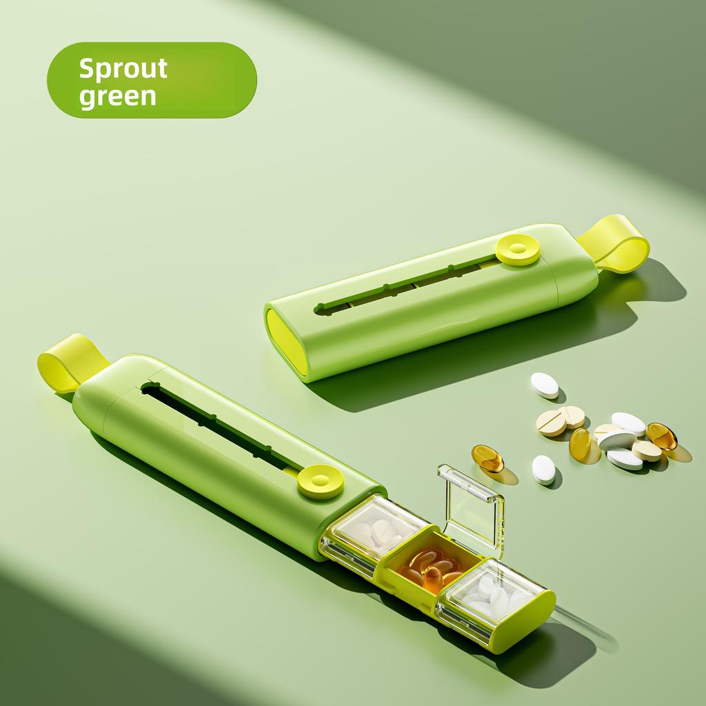 Travel Pill Case Pill Organizer Anti-Spill 3 Compartments BPA-Free and Food-Grade for Vitamins Supplements Pills Push Pop Slide