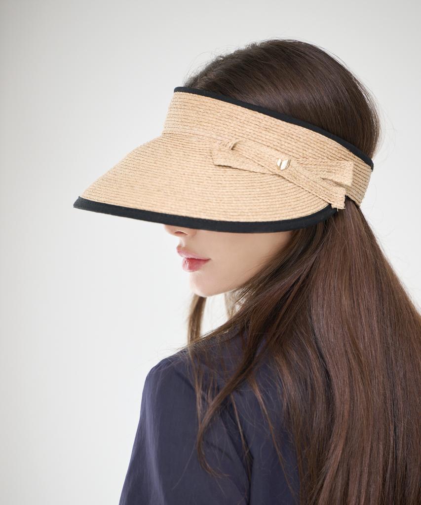 Koipeu Ribbon Raffia Sun Visor Cf081Ht073