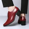 Herren Rote High Heels Wingtip Schwarzes Leder Derby Hochzeitskleid Tanz Business Formell Aufzugsschuhe Höhenverstellbare Schuhe Übergröße