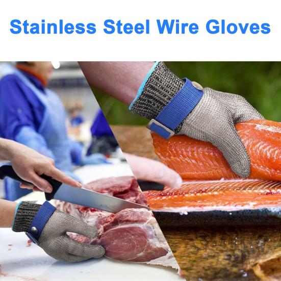 Stainless Steel Cut Resistant Gloves Oyster Shelled Gloves A9 Protection Level Mitt for Shucking Glass Handling And Industrial Use