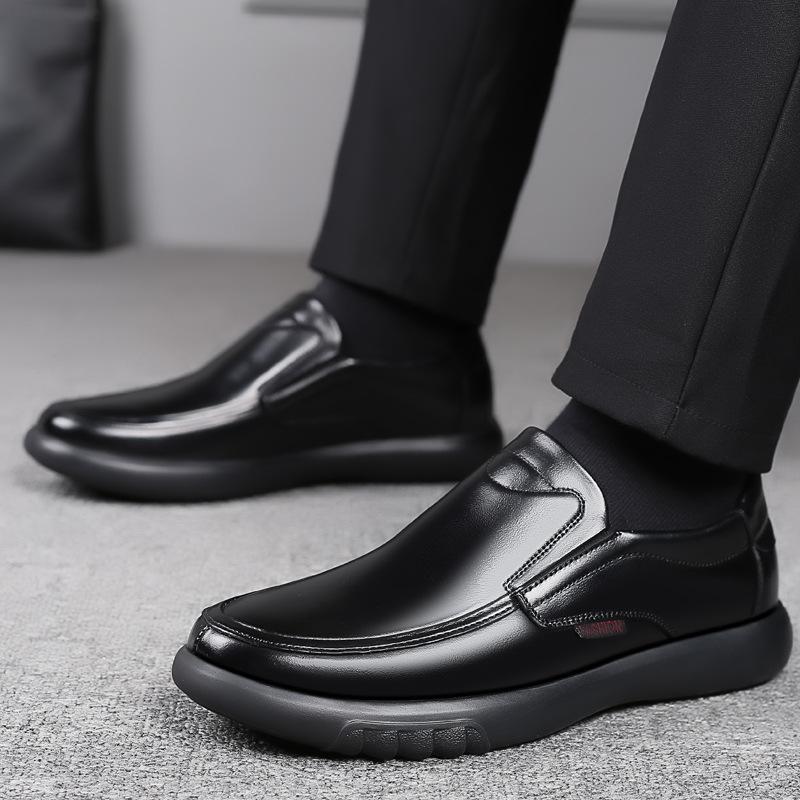 Men's shoes autumn new cowhide business casual men's leather shoes leather soft sole breathable middle-aged dad shoes extra large size