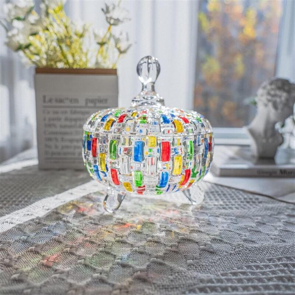 Dust-proof European Style Candy Jar Colorful Snack Jar Desktop Decoration Fruit Bowl Nut