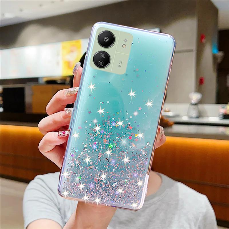 

Чехол для телефона Redmi 13C, роскошные блестящие звезды, мягкая задняя крышка из ТПУ для Xiaomi Redmi 13C 13 C redmi13c, силиконовые чехлы для телефонов For Xiaomi Redmi 13C зелёный