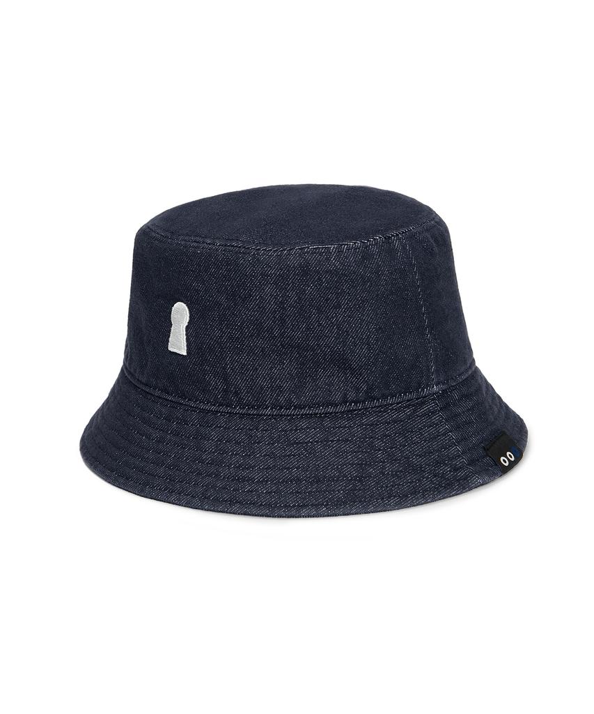 Sekeonmonollogeu Keyhole Signature Logo Bucket Hat Indigo Seac002Indigo