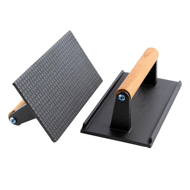 

SMVP Cast Iron Square Burger Press with Wooden Handle