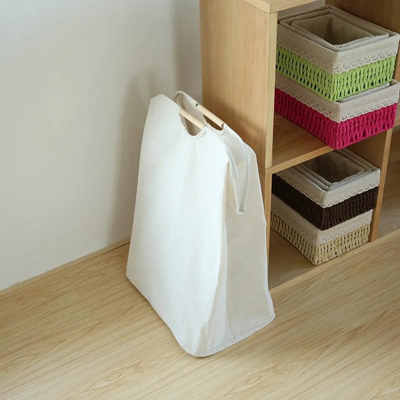Japanese Laundry Basket Foldable Dirty Clothes Storage Hamper Bamboo Cloth Organizers with Handles for Corner Narrow TJ6826