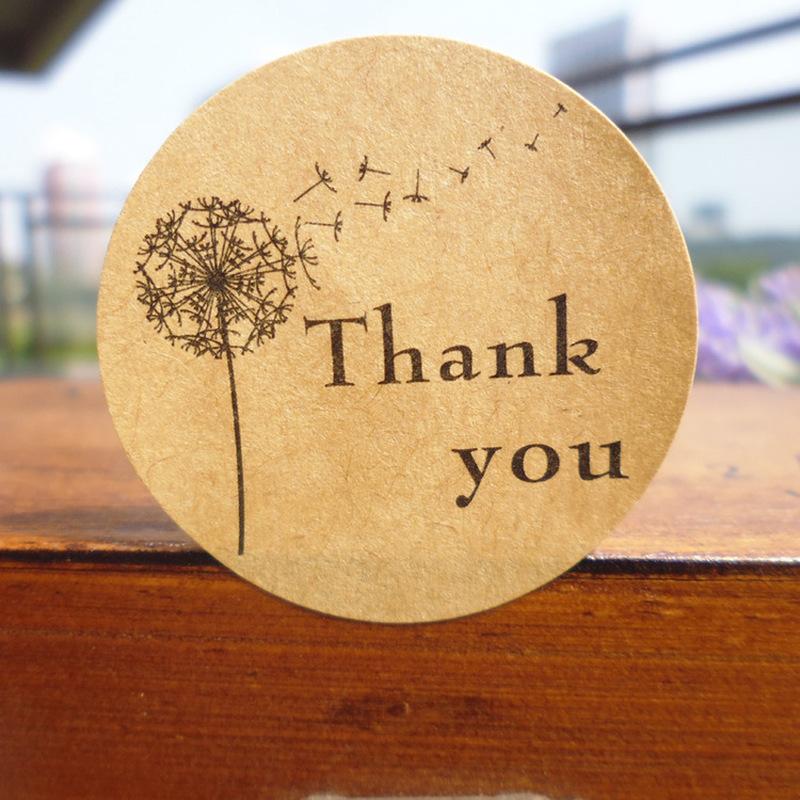 120 ks Cena Kulatá Děkuji Pampeliška Pečetní Nálepka Pečení Balení Sáček na Sušenky Děkuji Nálepka Štítek