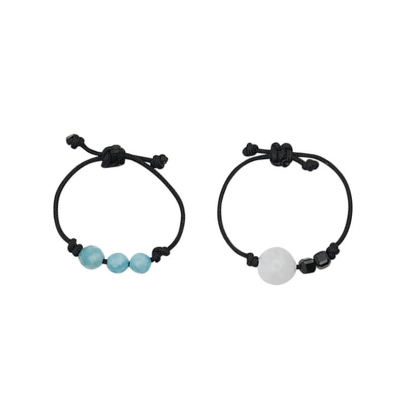 Nff Gem String Ring Set- Black Blue