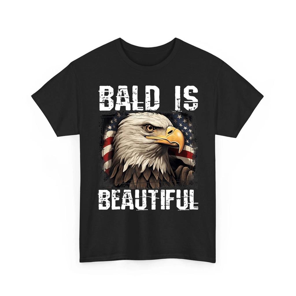 Bald Is Beautiful 4th of July Independence Day Bald Eagle Unisex 100% Cotton T-shirt Mens Tees Top