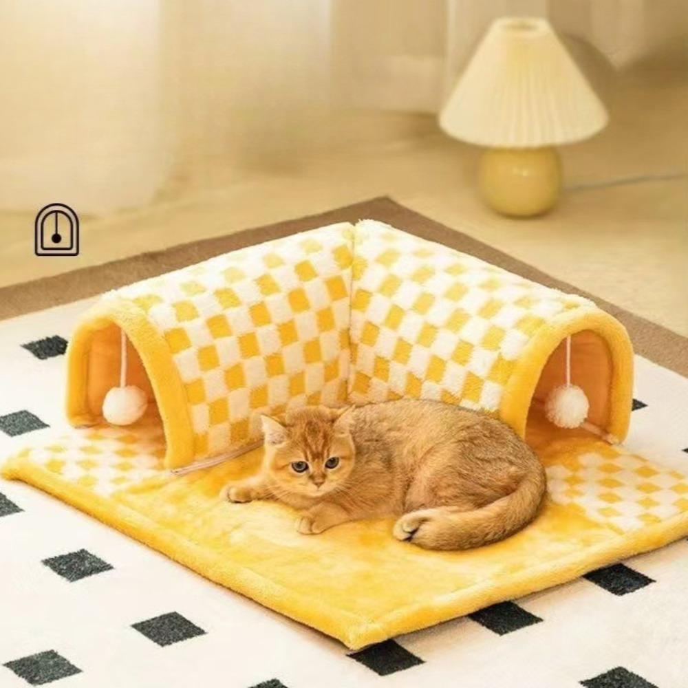 Cat Nest Tunnel Maze Digging Hole Cat Dog Bed Warm for Autumn Winter Suitable All Seasons Removable Washable Pet Winter Blanket