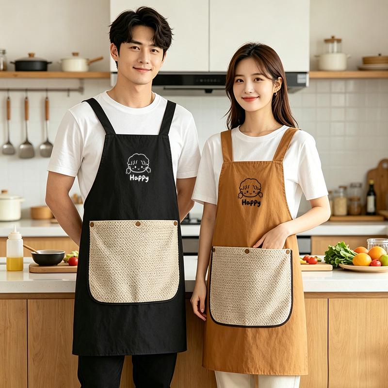 Unisex Waterproof Oil-Proof Cross-Back Towel Apron, Detachable and Easy-Clean, Perfect for Kitchen and Catering.