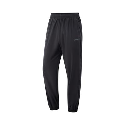 Li Ning Fitness Series Casual Simple Solid Color Tapered Knit Sports Pants Men Bottoms Black AYKV345-1