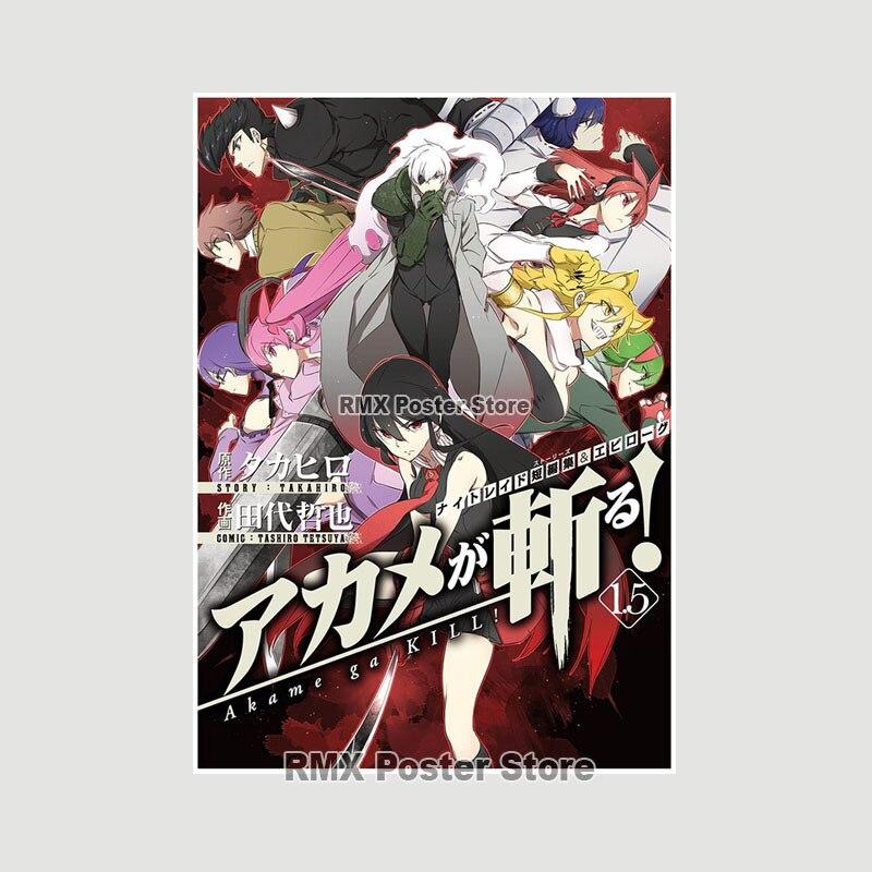 Akame Ga Kill Anime-Poster und Drucke, Wandkunst, Dekoration, weißes Papier, dekorative Gemälde, Bilder, Wohnzimmer, Zuhause, Wandbild