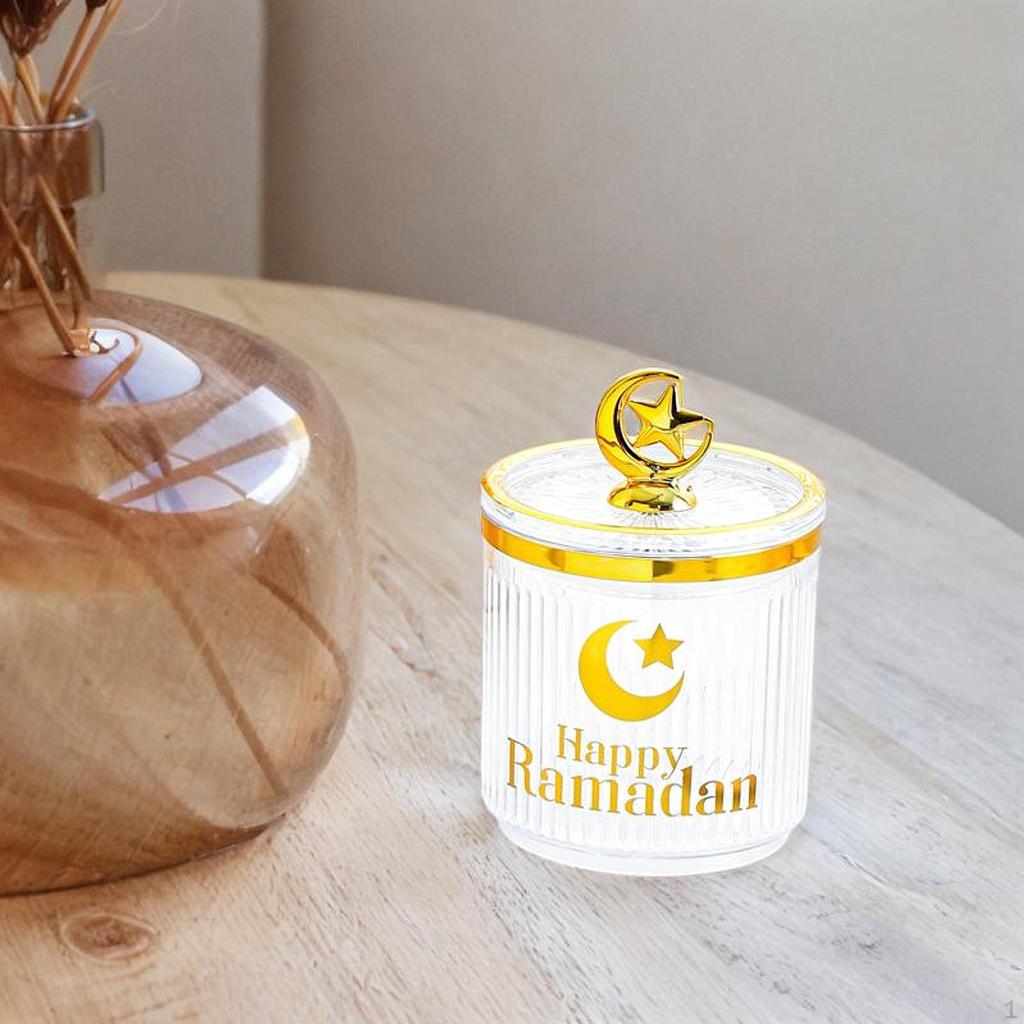 Eid Mubarak Candy Jar Food Organizer with Lid Multi-Purpose Storage Box